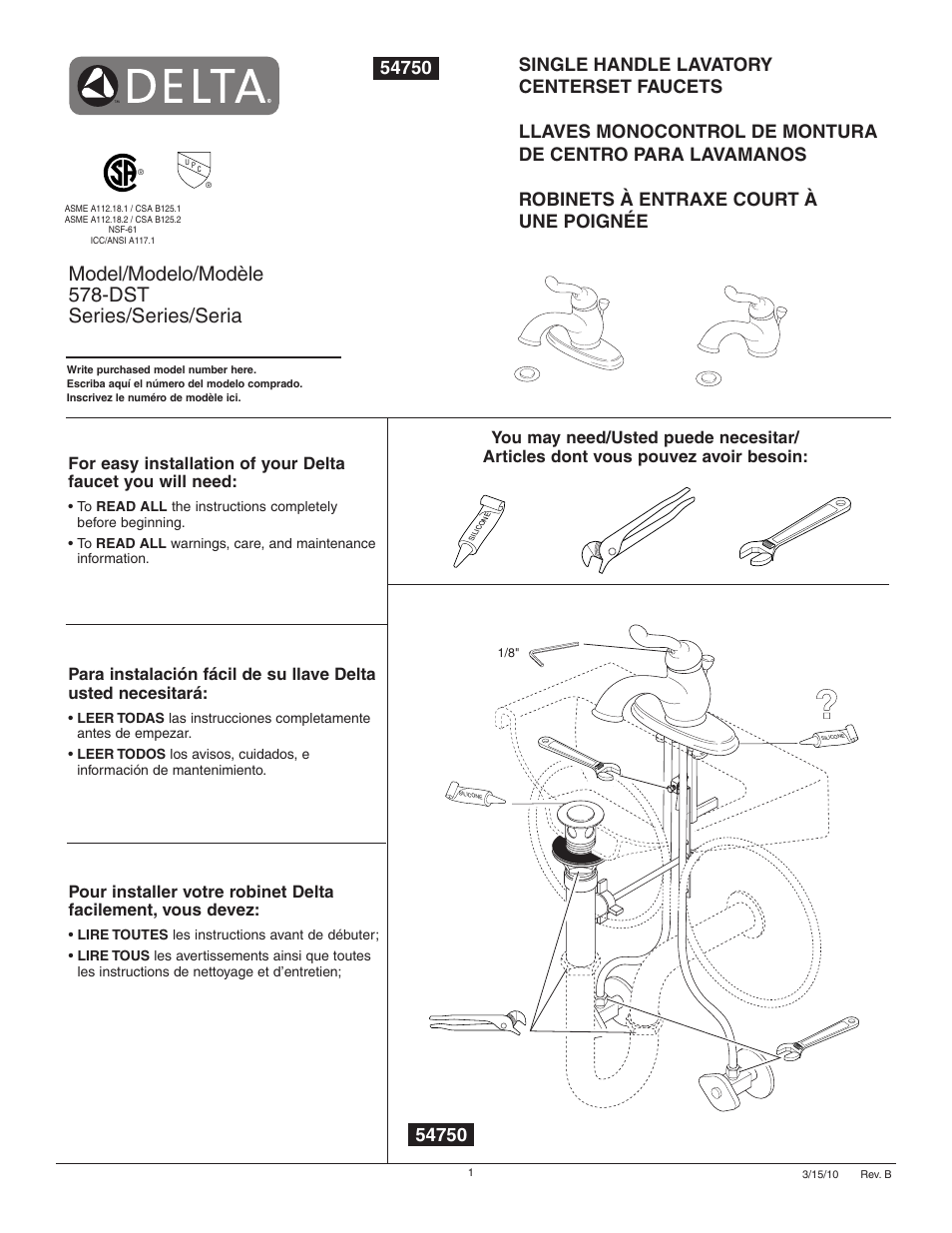 Factory Direct Hardware Delta 578-DST User Manual | 12 pages