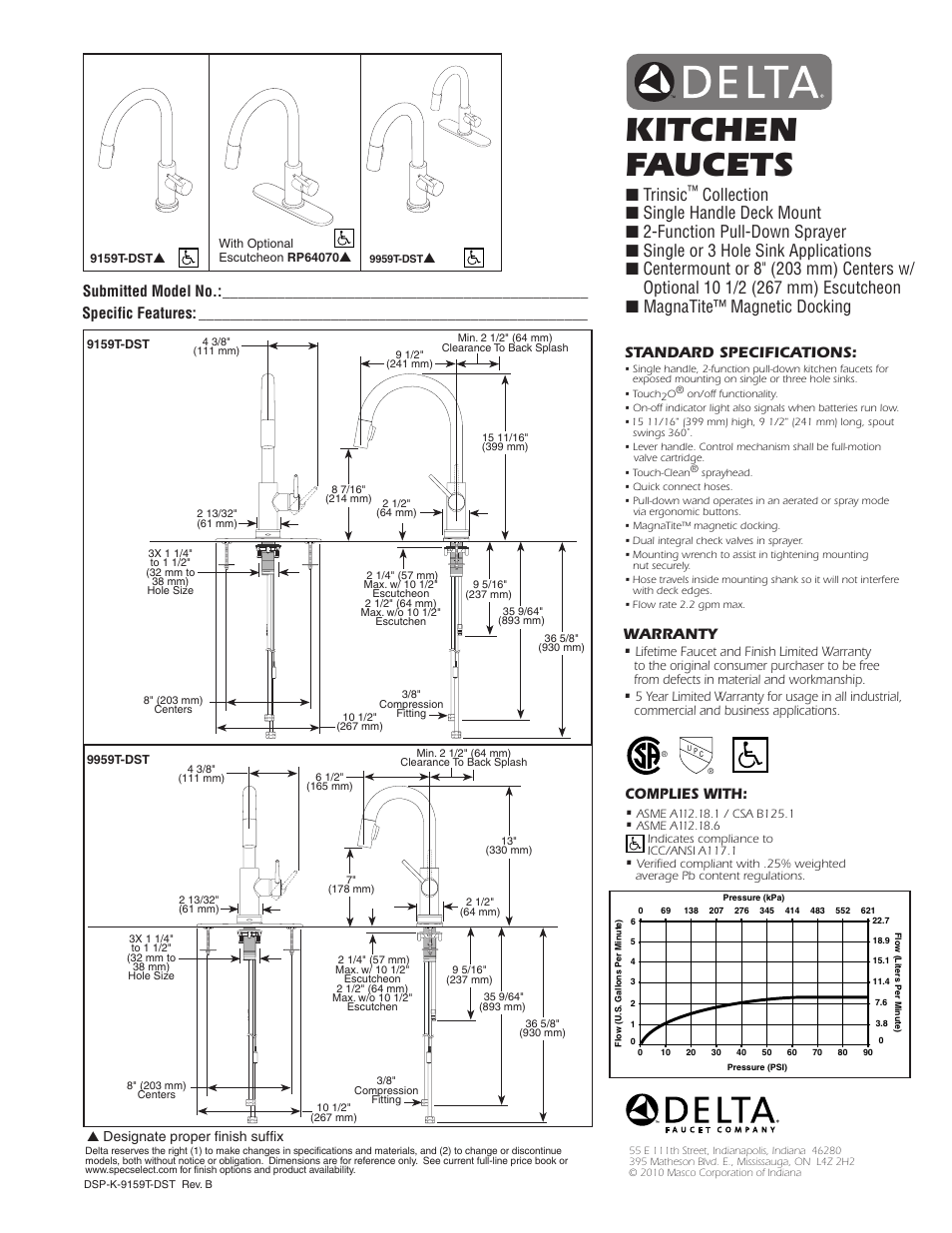 Factory Direct Hardware Delta 9159T-DST Trinsic User Manual | 1 page