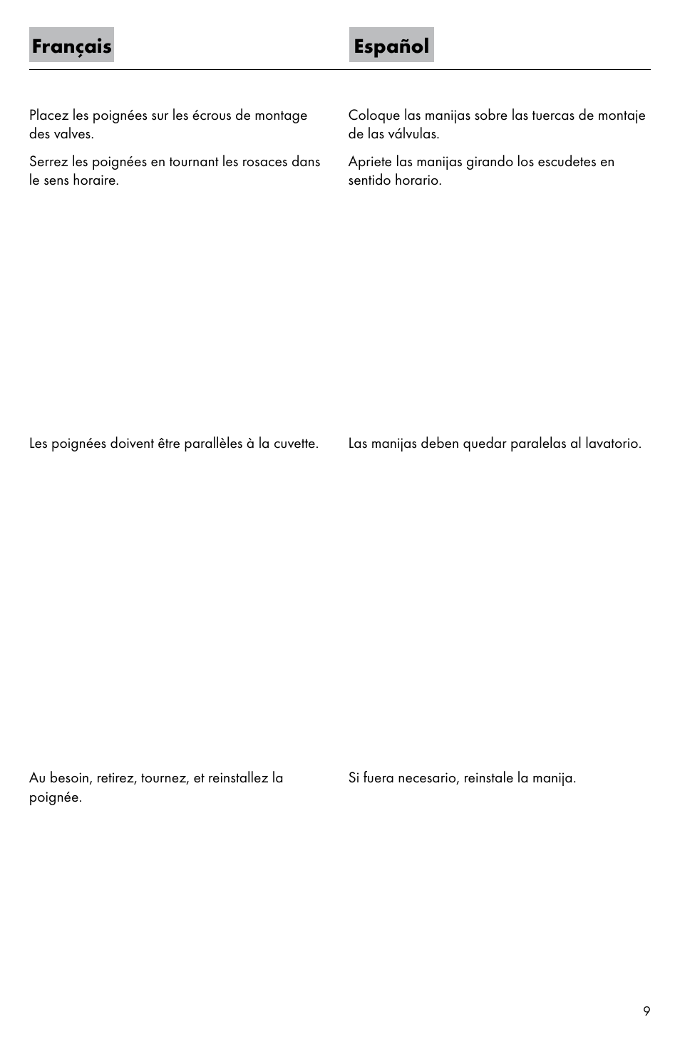 Français español | Factory Direct Hardware Hansgrohe 31063 User Manual | Page 9 / 20