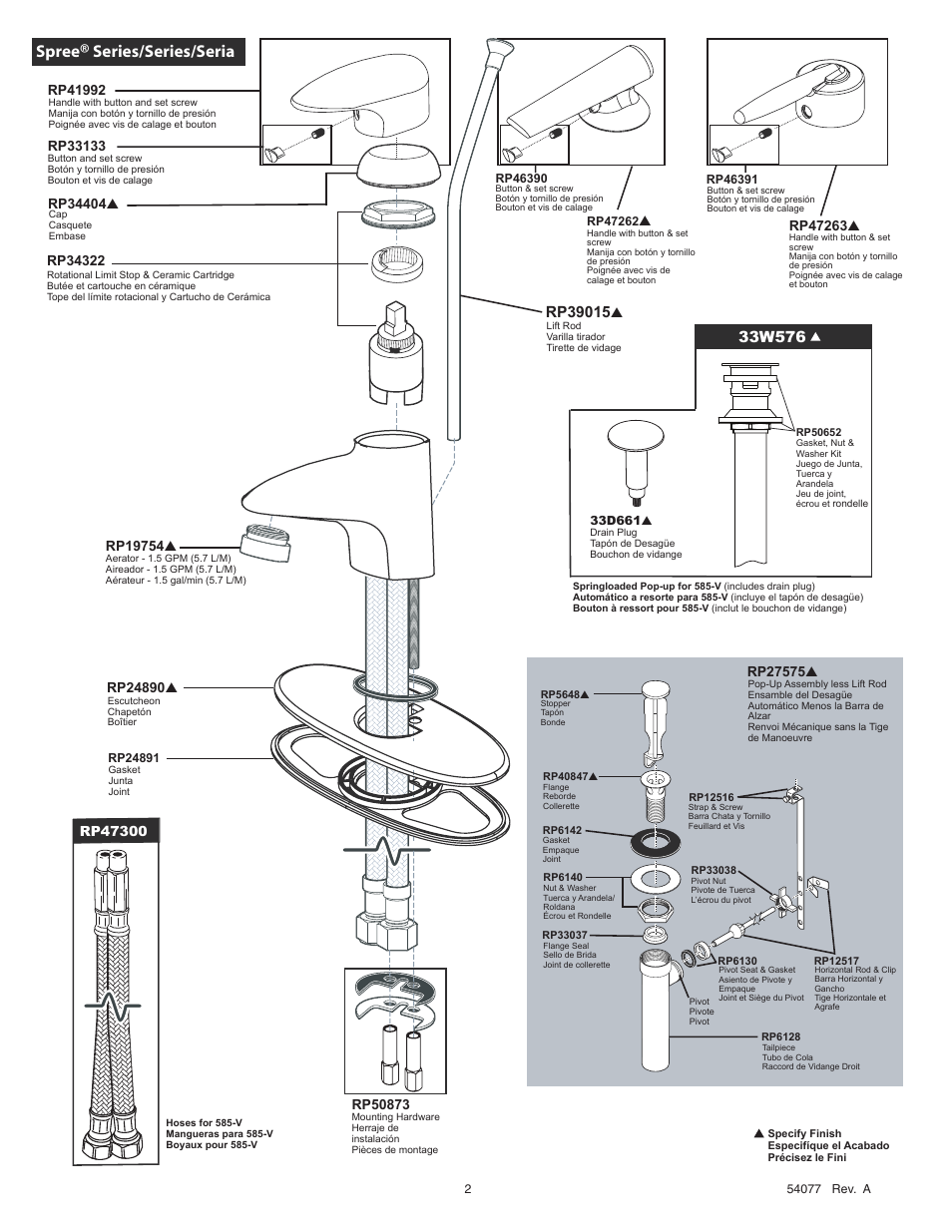 Spree, Series/series/seria | Factory Direct Hardware Delta 585LF-VCSLPU User Manual | Page 2 / 6