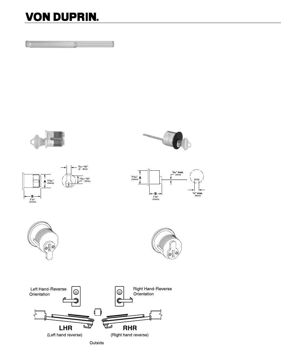 98/99™ accessories and door handing, Cylinders, Door handing dummy pushpad | Factory Direct Hardware Von Duprin 9957EO26D3 User Manual | Page 52 / 58