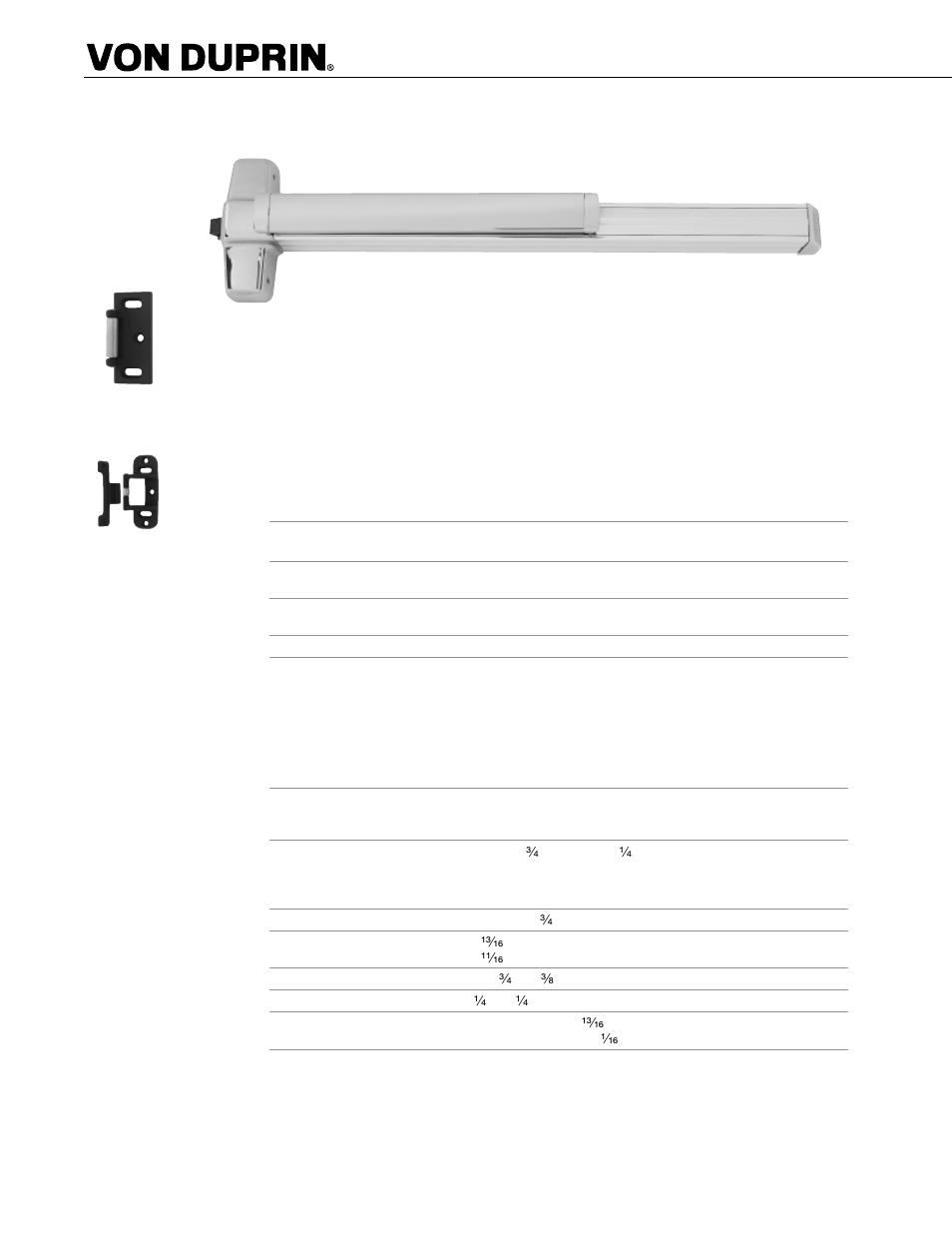 F/99-f rim fire exit device | Factory Direct Hardware Von Duprin 9957EO26D3 User Manual | Page 8 / 58