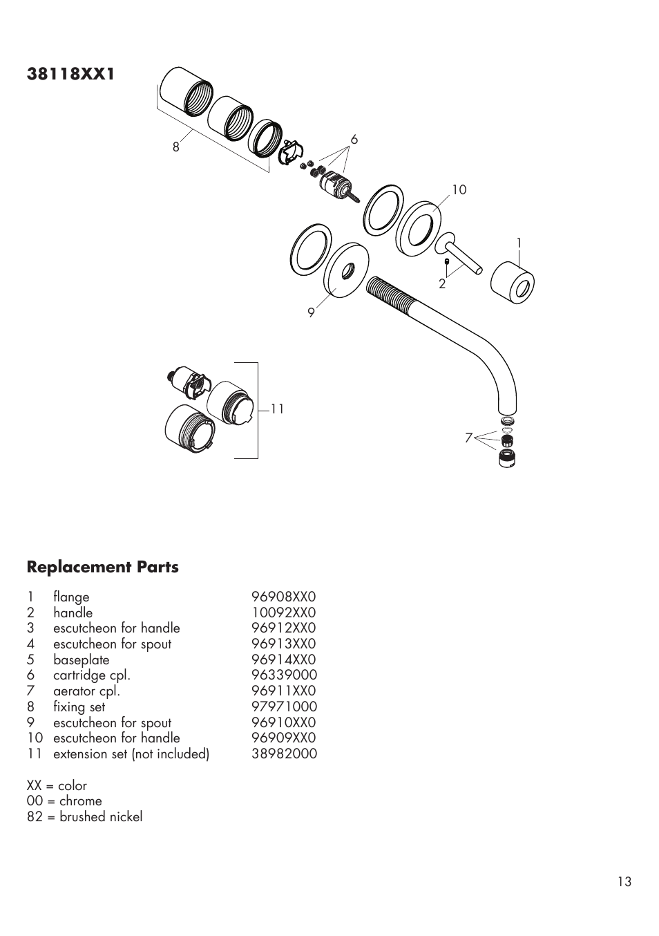 Factory Direct Hardware Hansgrohe 38117 User Manual | Page 13 / 16