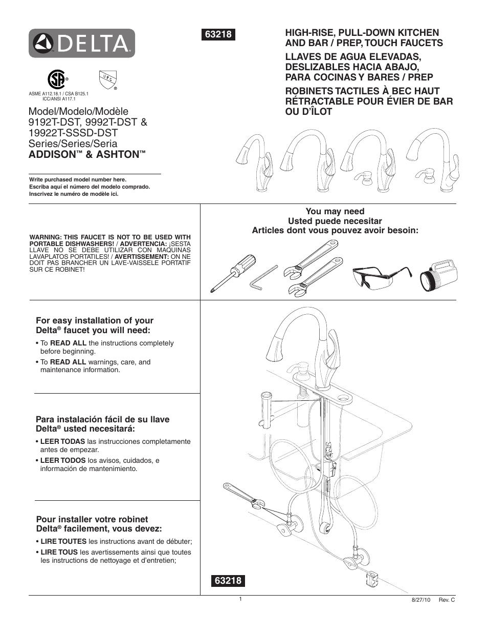 Factory Direct Hardware Delta 9192T-DST Addison User Manual | 16 pages