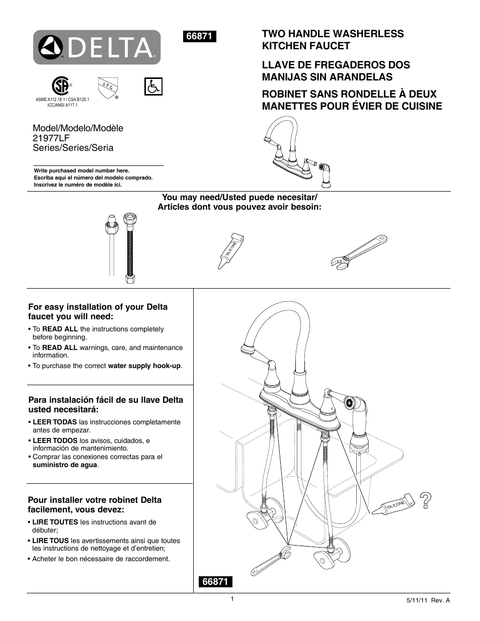 Factory Direct Hardware Delta 21977LF Griffen User Manual | 6 pages