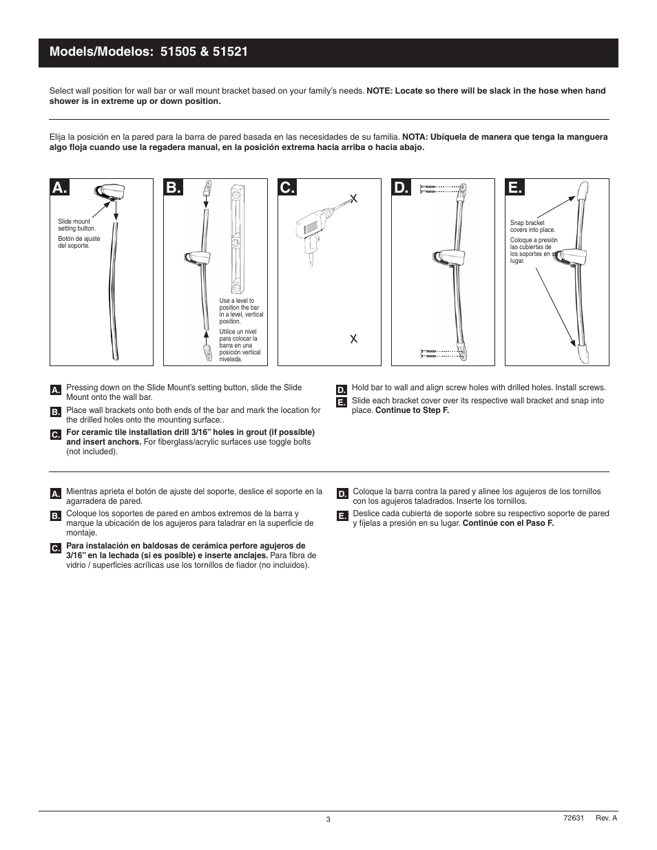 C. a, D. e | Factory Direct Hardware Delta 55083 Universal User Manual | Page 3 / 4