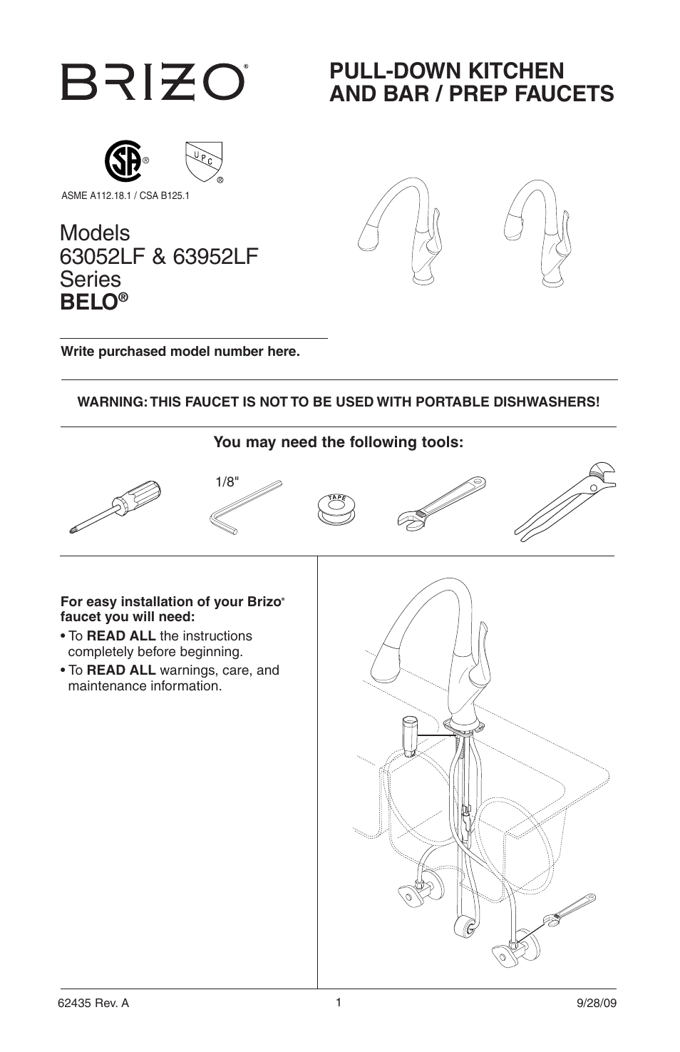 Factory Direct Hardware Brizo 63052LF Belo User Manual | 44 pages