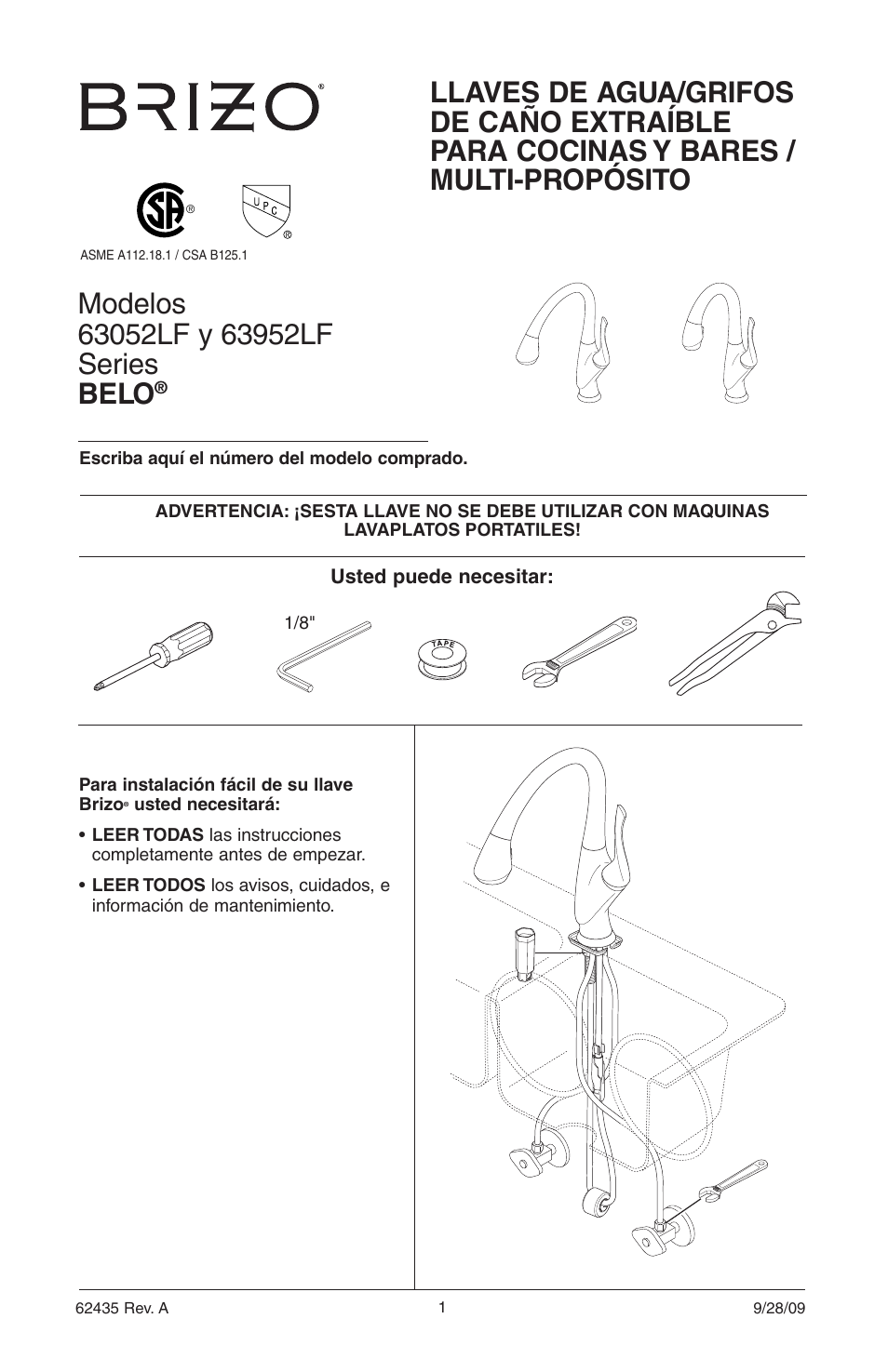 Factory Direct Hardware Brizo 63052LF Belo User Manual | Page 15 / 44