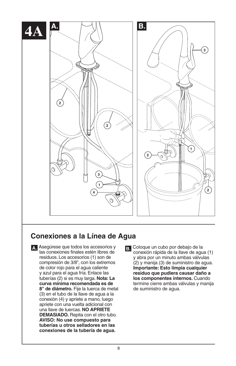 Conexiones a la línea de agua | Factory Direct Hardware Brizo 63052LF Belo User Manual | Page 22 / 44
