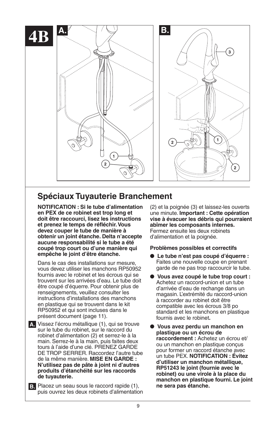 Spéciaux tuyauterie branchement, A. b | Factory Direct Hardware Brizo 63052LF Belo User Manual | Page 37 / 44