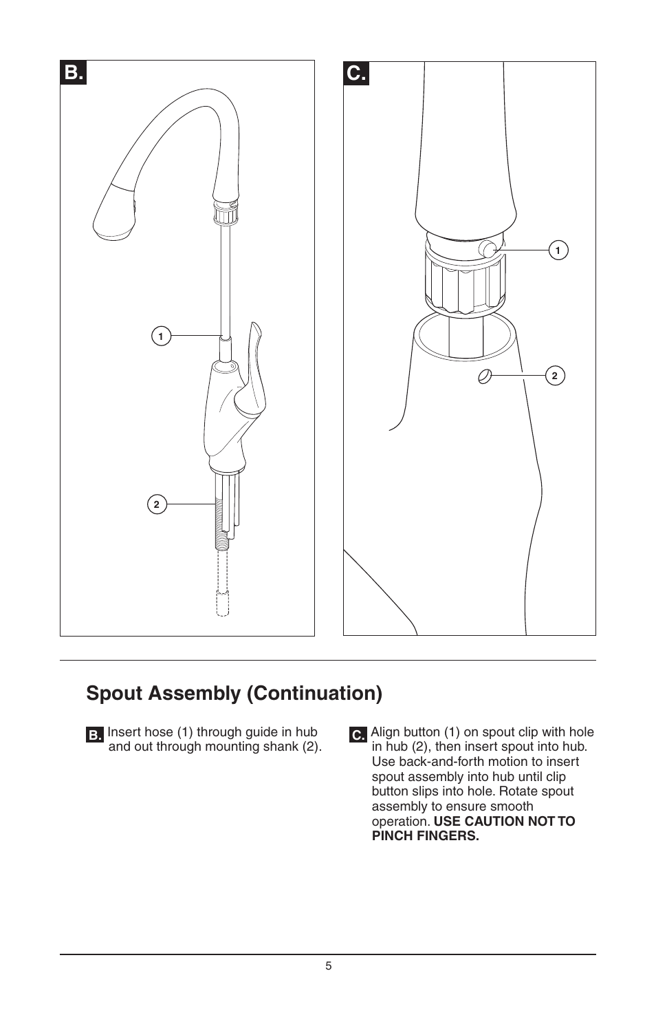 B. c, Spout assembly (continuation) | Factory Direct Hardware Brizo 63052LF Belo User Manual | Page 5 / 44