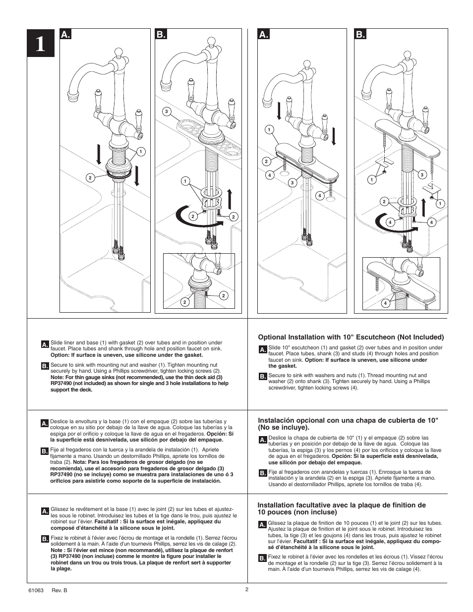 A. b. a. b | Factory Direct Hardware Brizo 62936LF Tresa User Manual | Page 2 / 6
