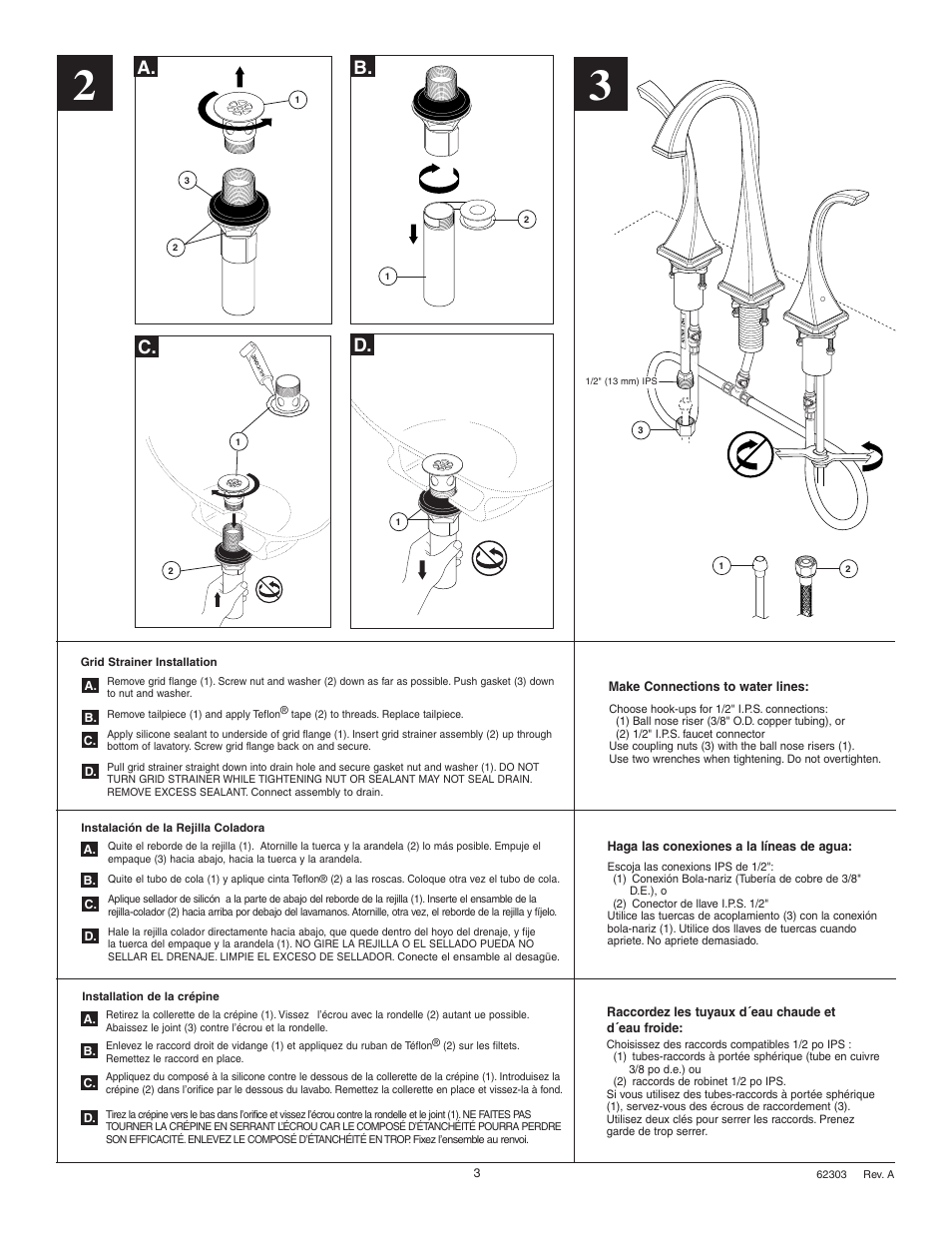 A. c. d | Factory Direct Hardware Brizo 65430LF User Manual | Page 3 / 6