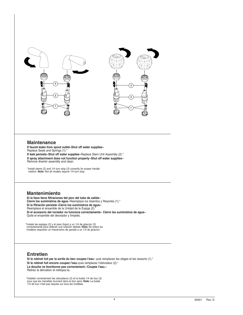 Entretien, Mantenimiento, Maintenance | Factory Direct Hardware Delta 2402LF Classic User Manual | Page 4 / 6