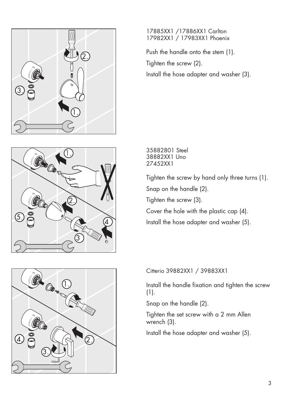 Factory Direct Hardware Hansgrohe 39882 Axor Citterio User Manual | Page 3 / 8