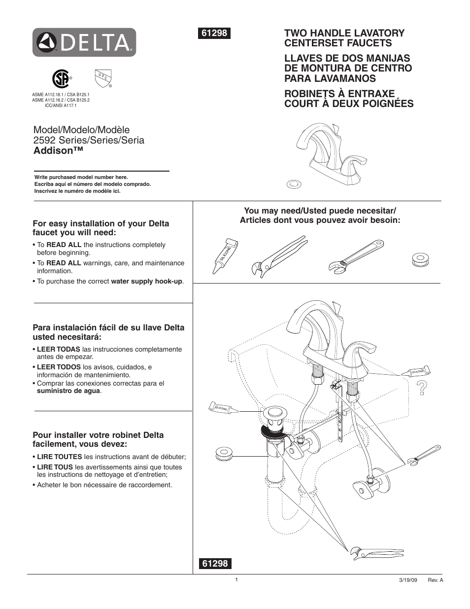 Factory Direct Hardware Delta 2592LF User Manual | 6 pages