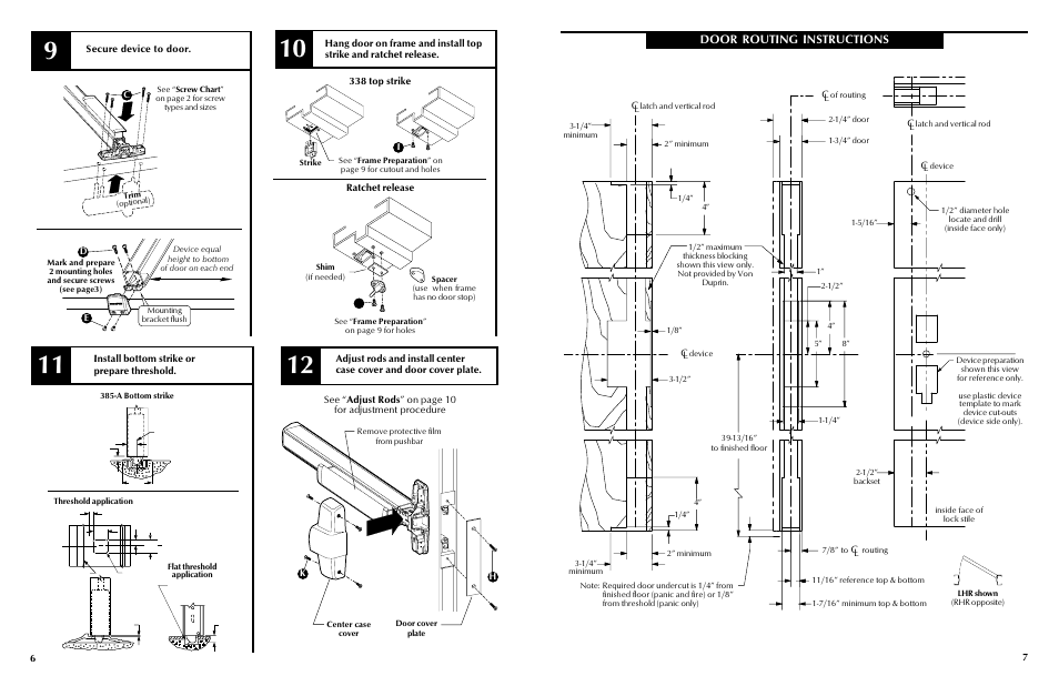 Door routing instructions | Factory Direct Hardware Von Duprin 9947WDCEOF User Manual | Page 5 / 6