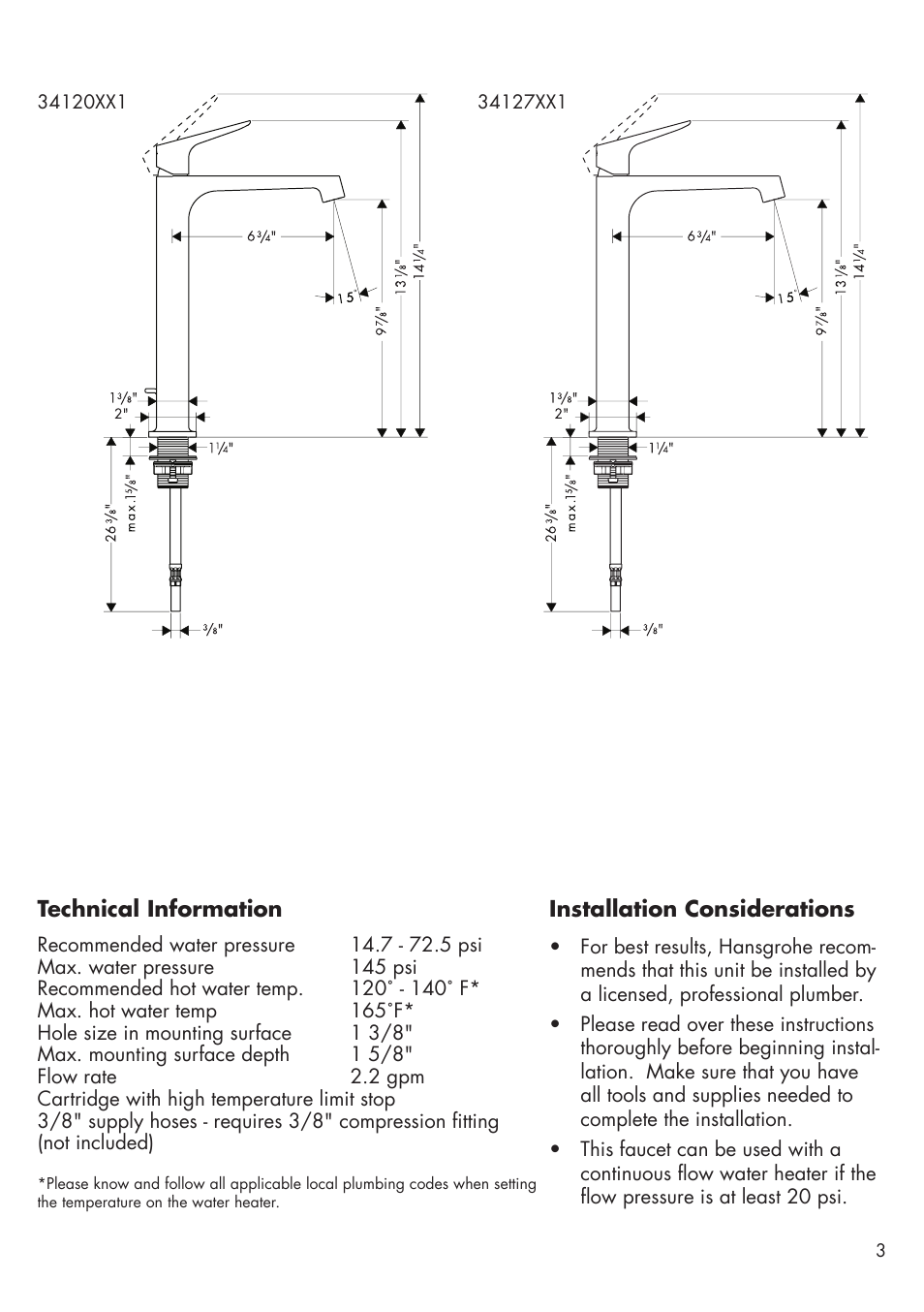 Factory Direct Hardware Hansgrohe 34010 User Manual | Page 3 / 12