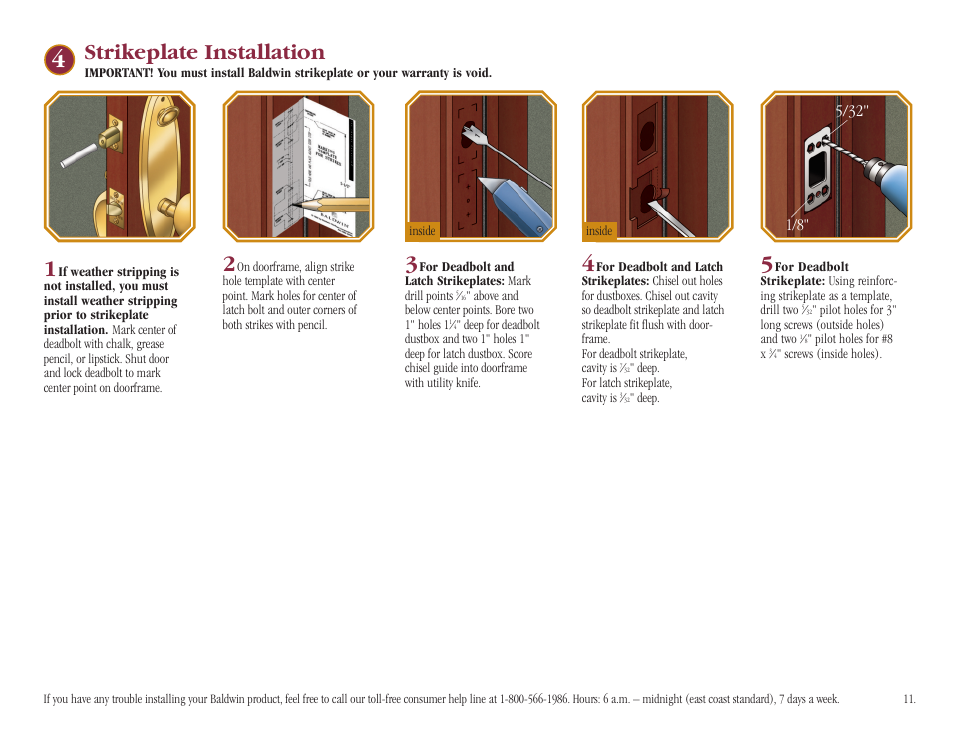 Strikeplate installation | Baldwin Stonegate Handleset User Manual | Page 11 / 13
