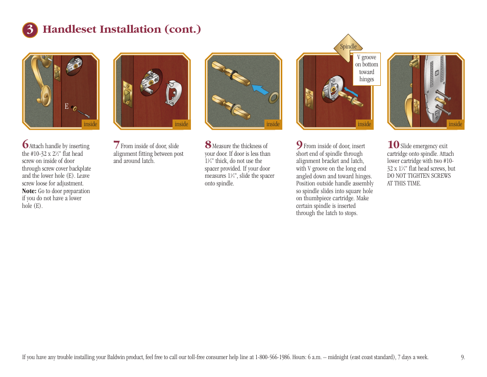 Handleset installation (cont.) | Baldwin Stonegate Handleset User Manual | Page 9 / 13