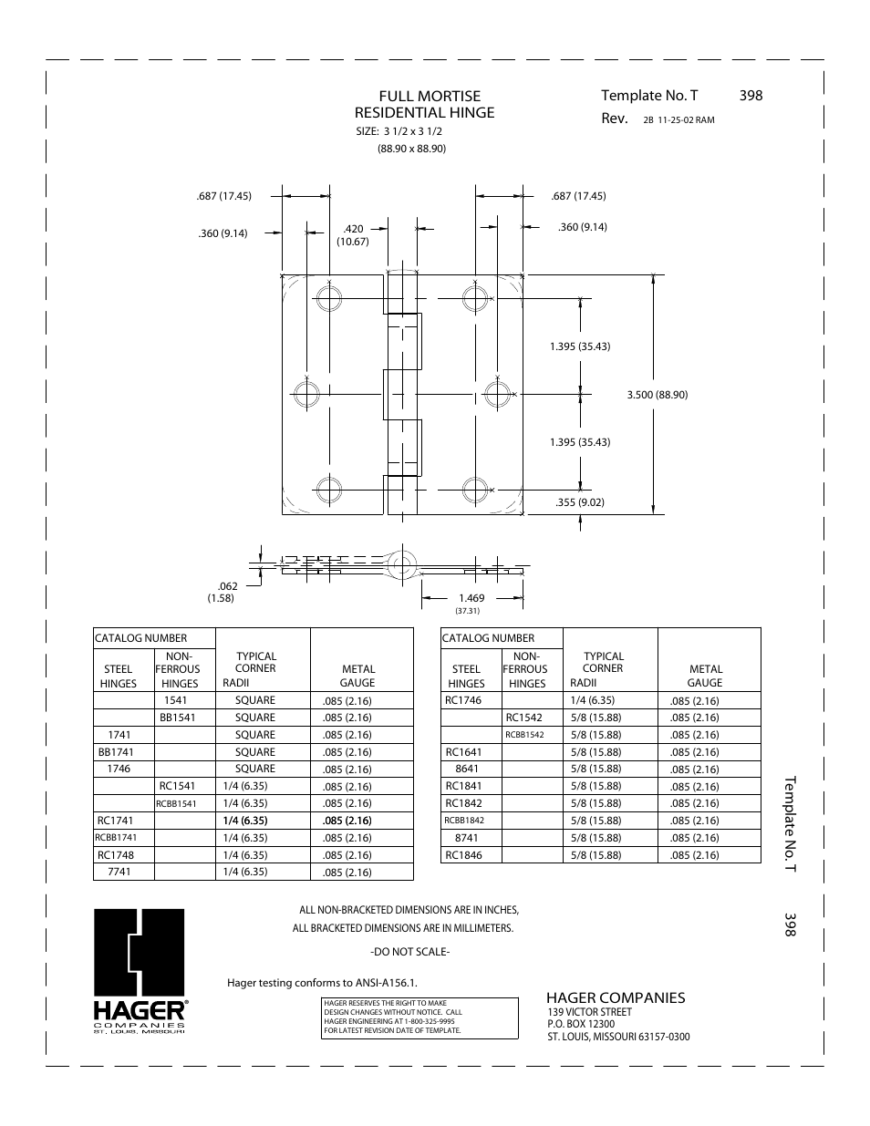 Factory Direct Hardware Hager 1741312 User Manual | 1 page