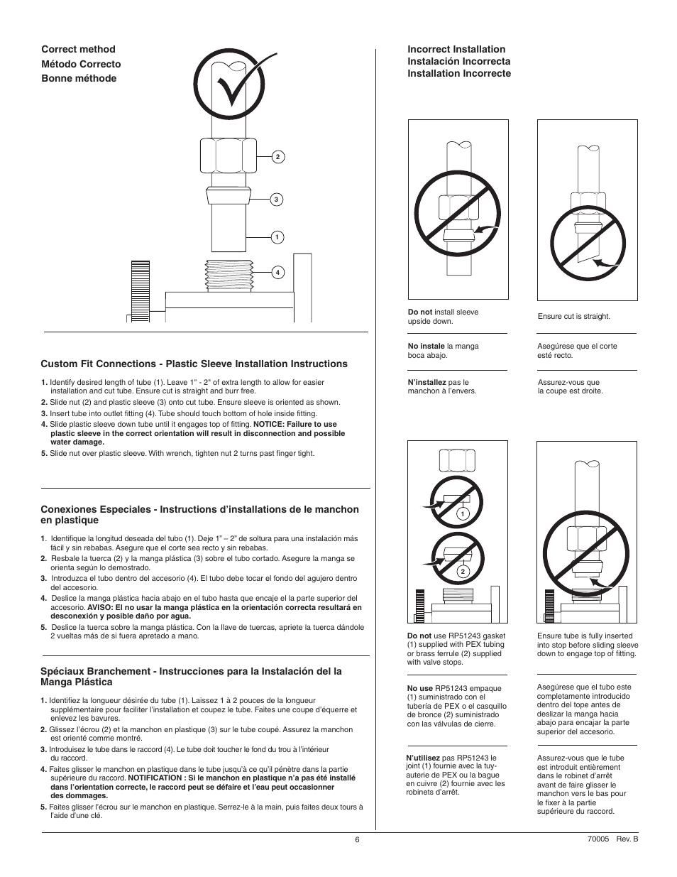 Correct method método correcto bonne méthode | Factory Direct Hardware Brizo 61055LF Vuelo User Manual | Page 6 / 12