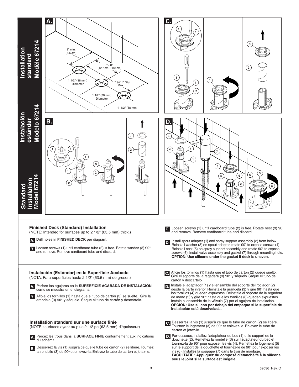 A. b. c | Factory Direct Hardware Brizo 67214 Quiessence User Manual | Page 9 / 16