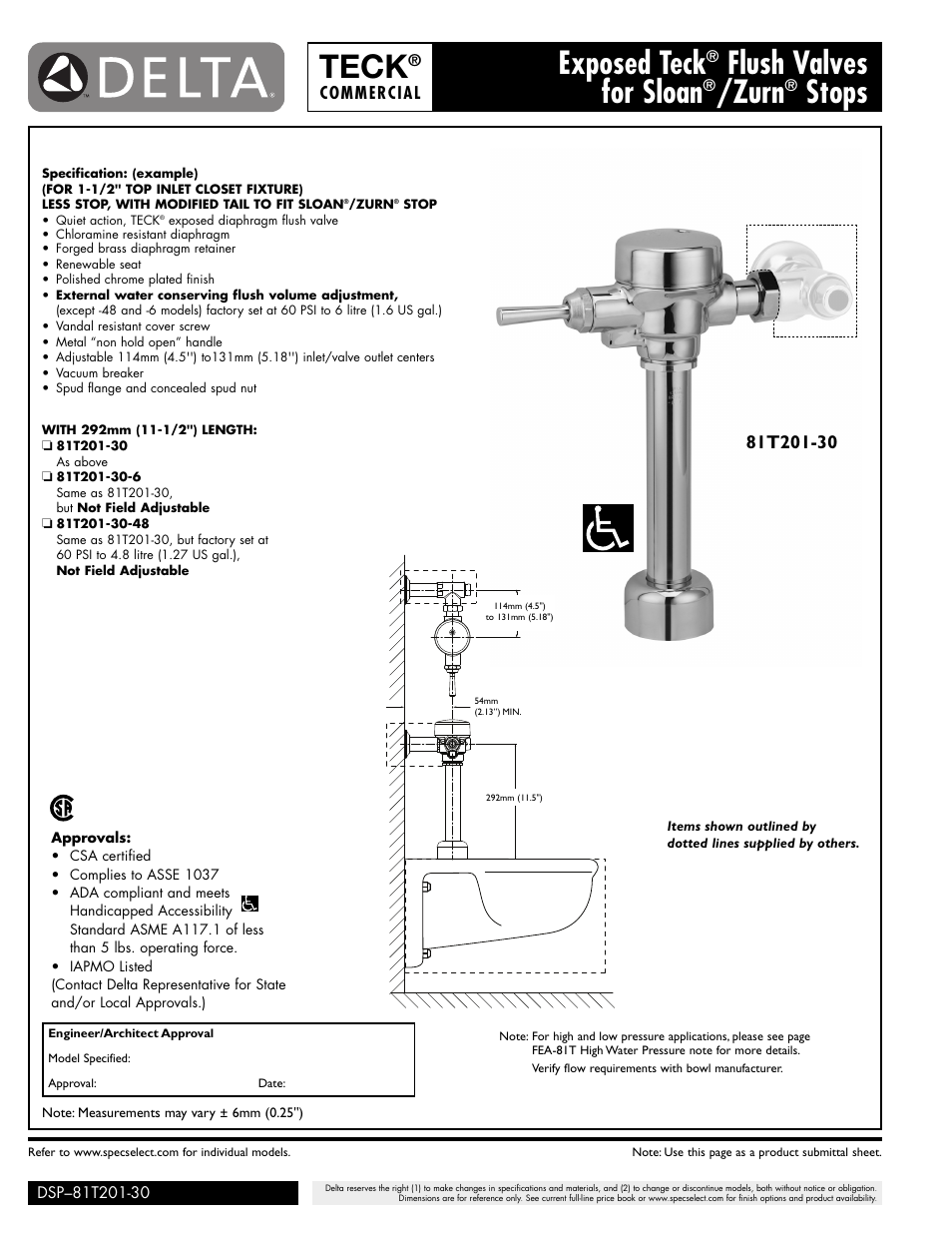 Factory Direct Hardware Delta 81T201-30 User Manual | 1 page