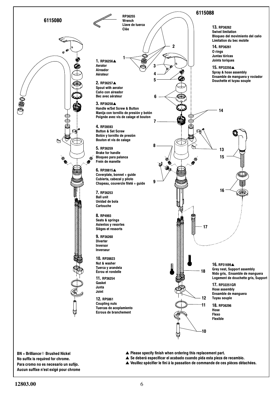 Factory Direct Hardware Brizo 6115080-BN Riviera User Manual | Page 6 / 7