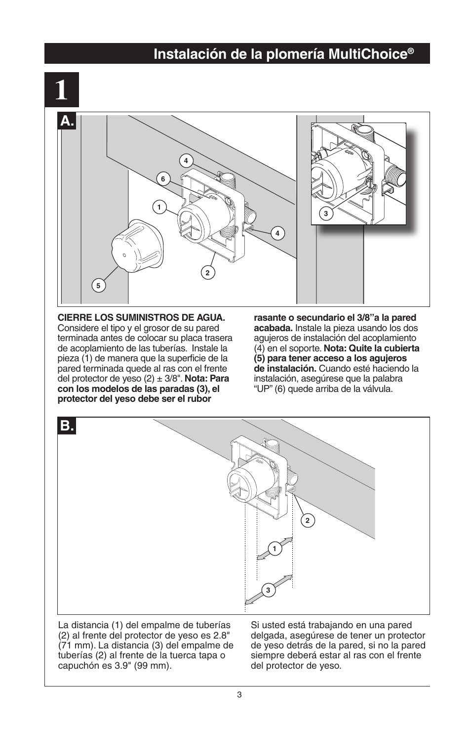 Instalación de la plomería multichoice, A. b | Factory Direct Hardware Delta T14278-H2OLHP User Manual | Page 15 / 34