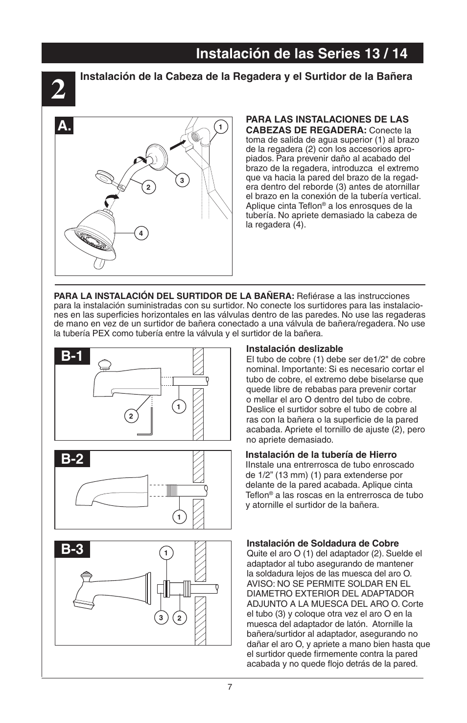 Instalación de las series 13 / 14 | Factory Direct Hardware Delta T14278-H2OLHP User Manual | Page 19 / 34