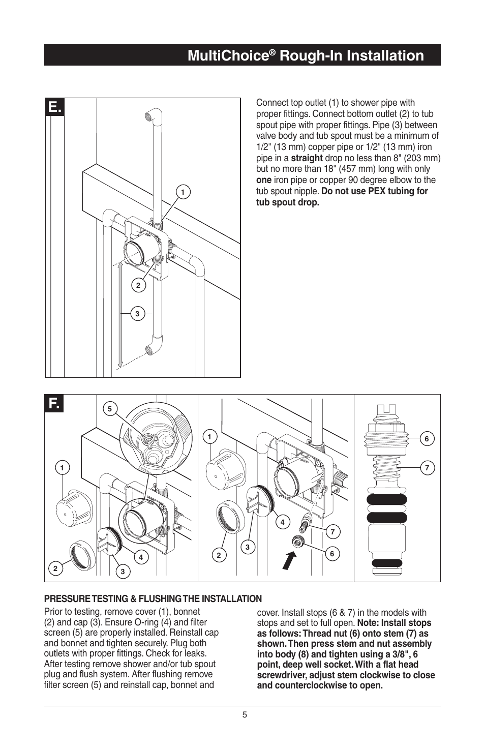 E. f. multichoice, Rough-in installation | Factory Direct Hardware Delta T14278-H2OLHP User Manual | Page 7 / 34