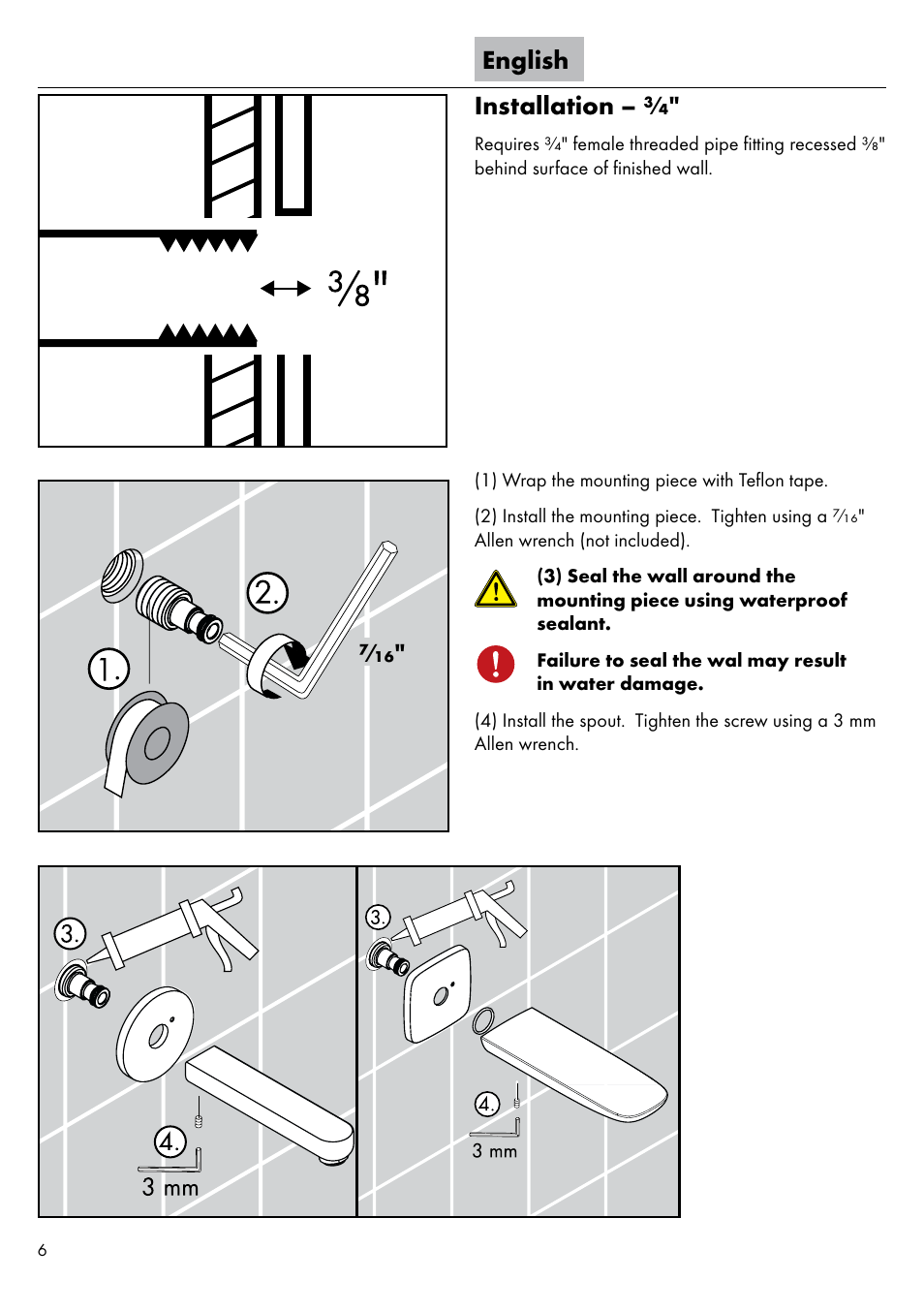 English installation | Factory Direct Hardware Hansgrohe 14421 Metris S User Manual | Page 6 / 12