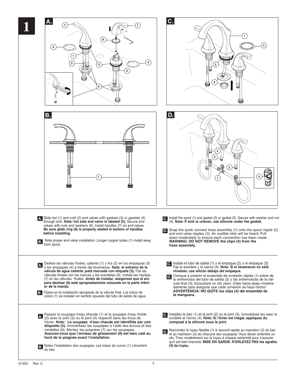 C. d, A. b | Factory Direct Hardware Delta 3592LF User Manual | Page 2 / 6