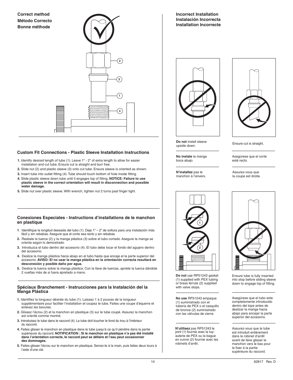 Correct method método correcto bonne méthode | Factory Direct Hardware Delta 16968-SSSD-DST Talbott  User Manual | Page 14 / 16