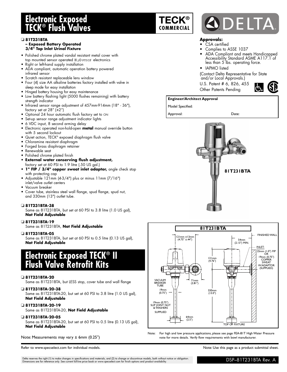 Factory Direct Hardware Delta 81T231BTA User Manual | 1 page
