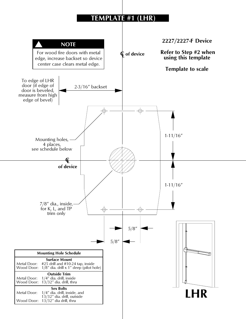Template #1 (lhr) | Factory Direct Hardware Von Duprin 2227EOF4 User Manual | Page 13 / 16
