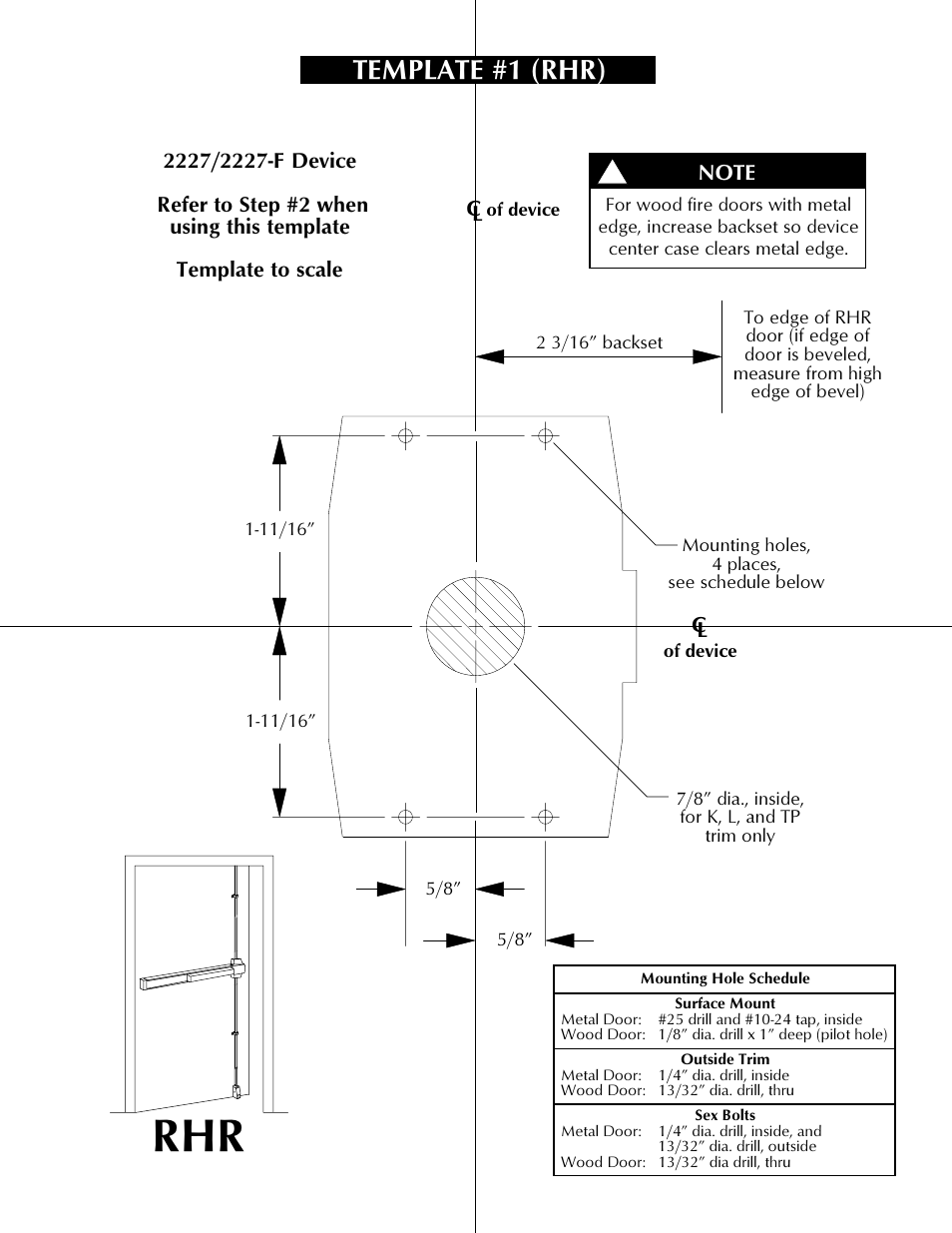 Template #1 (rhr) | Factory Direct Hardware Von Duprin 2227EOF4 User Manual | Page 14 / 16