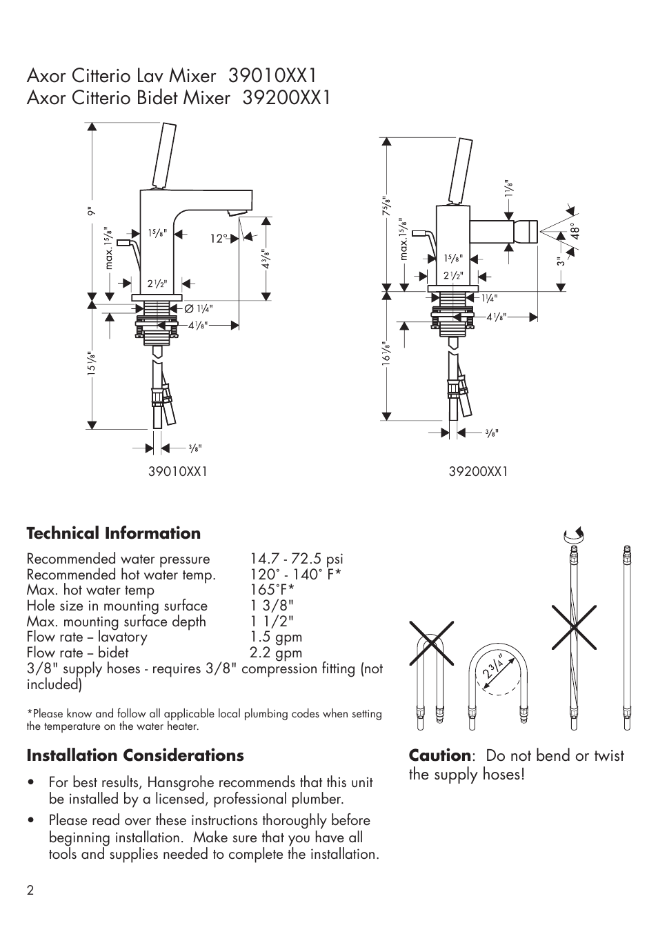 Factory Direct Hardware Hansgrohe 39010 User Manual | Page 2 / 8