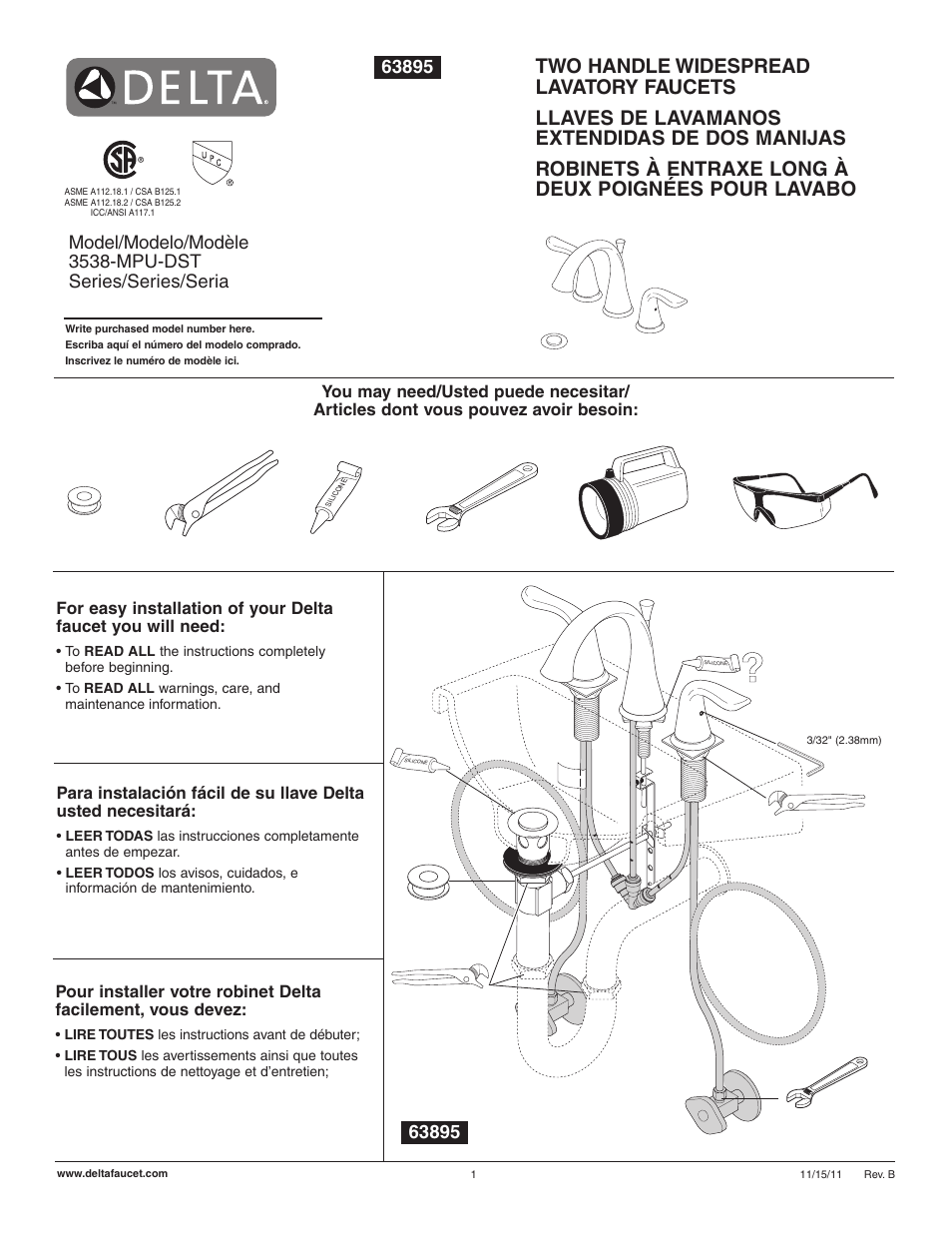 Factory Direct Hardware Delta 3538-MPU-DST User Manual | 8 pages