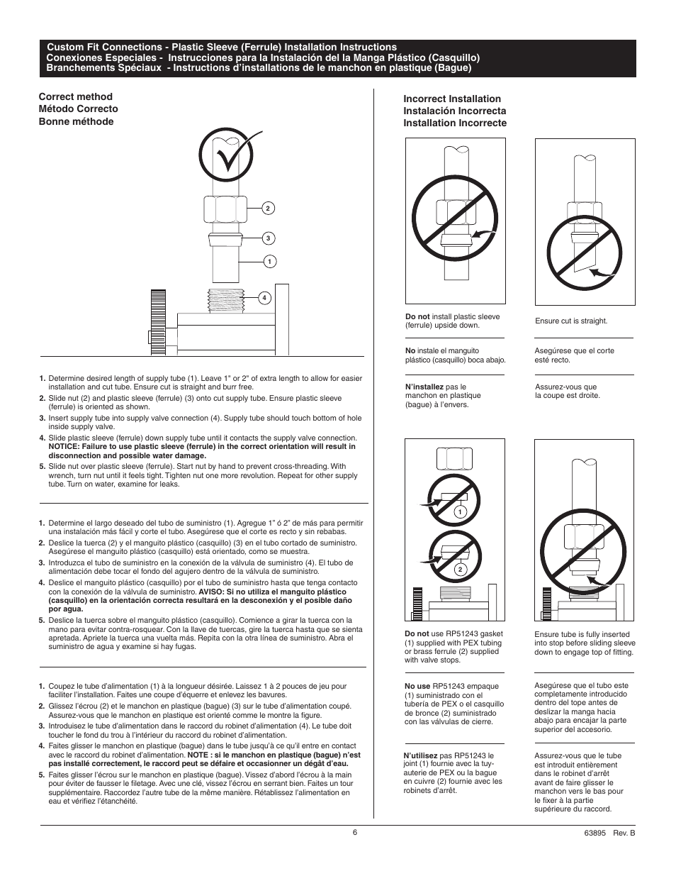 Correct method método correcto bonne méthode | Factory Direct Hardware Delta 3538-MPU-DST User Manual | Page 6 / 8