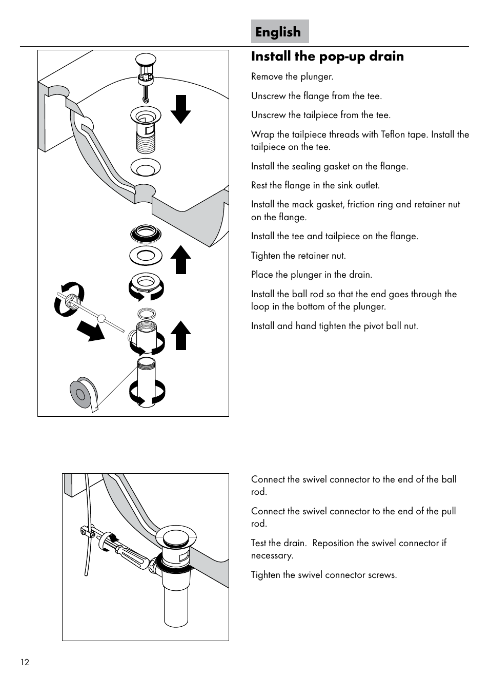 English install the pop-up drain | Factory Direct Hardware Hansgrohe 11020 User Manual | Page 12 / 20