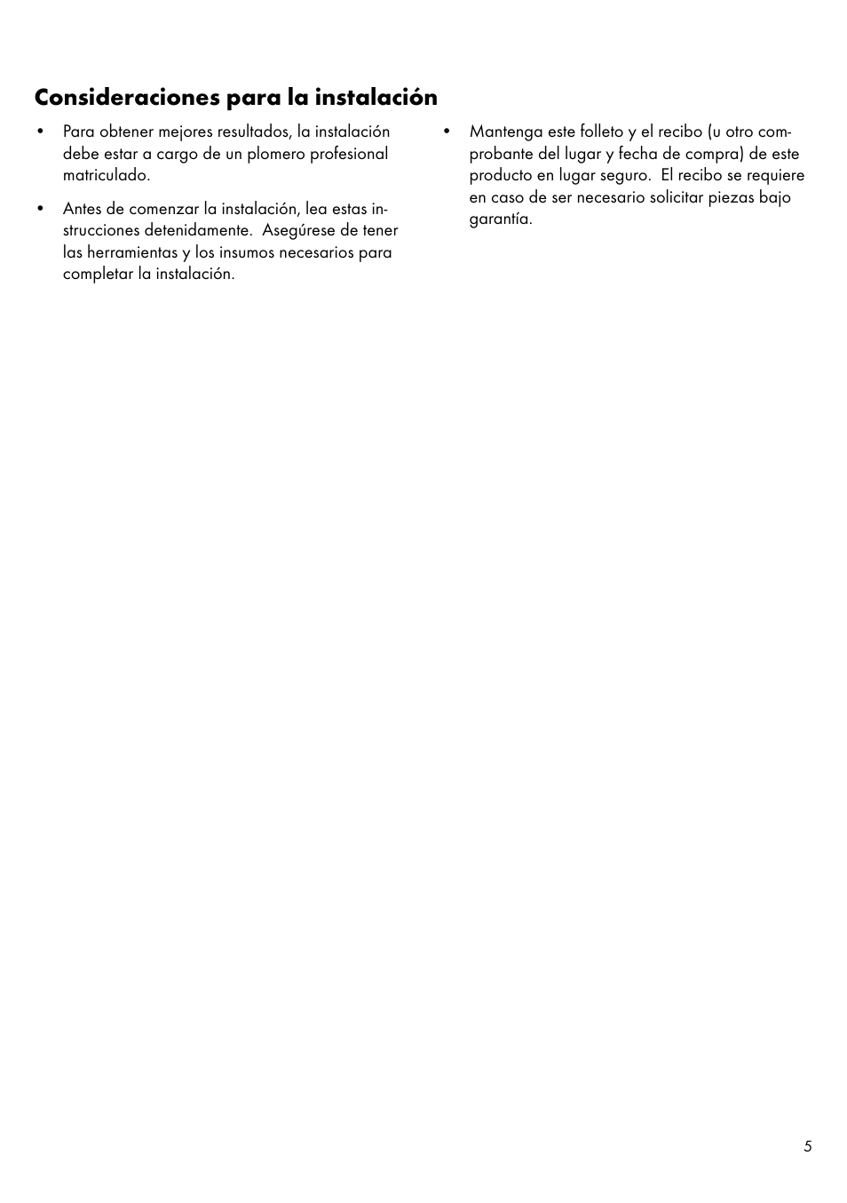 Consideraciones para la instalación | Factory Direct Hardware Hansgrohe 11020 User Manual | Page 5 / 20