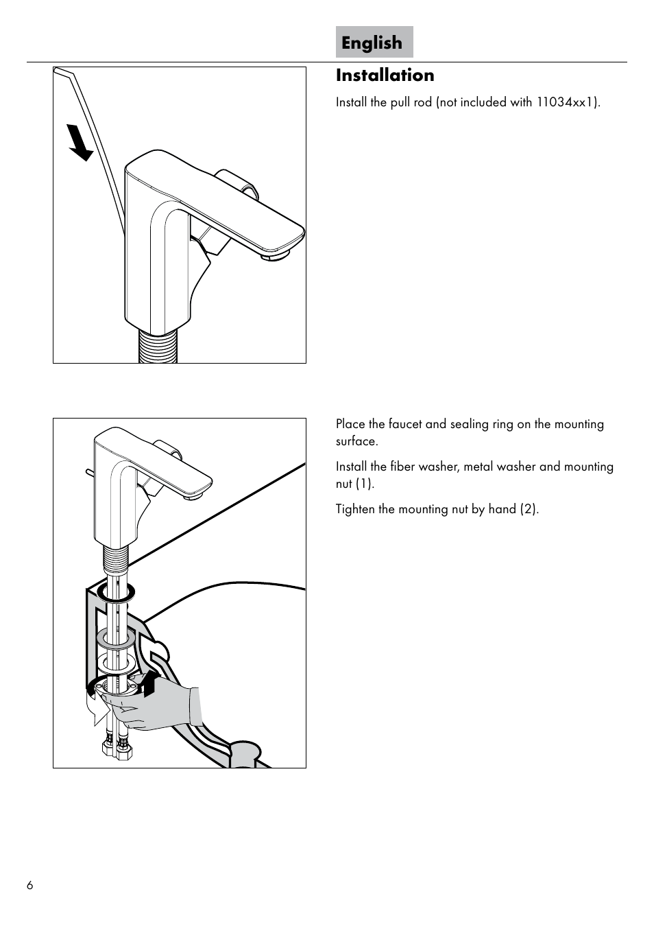 English installation | Factory Direct Hardware Hansgrohe 11020 User Manual | Page 6 / 20