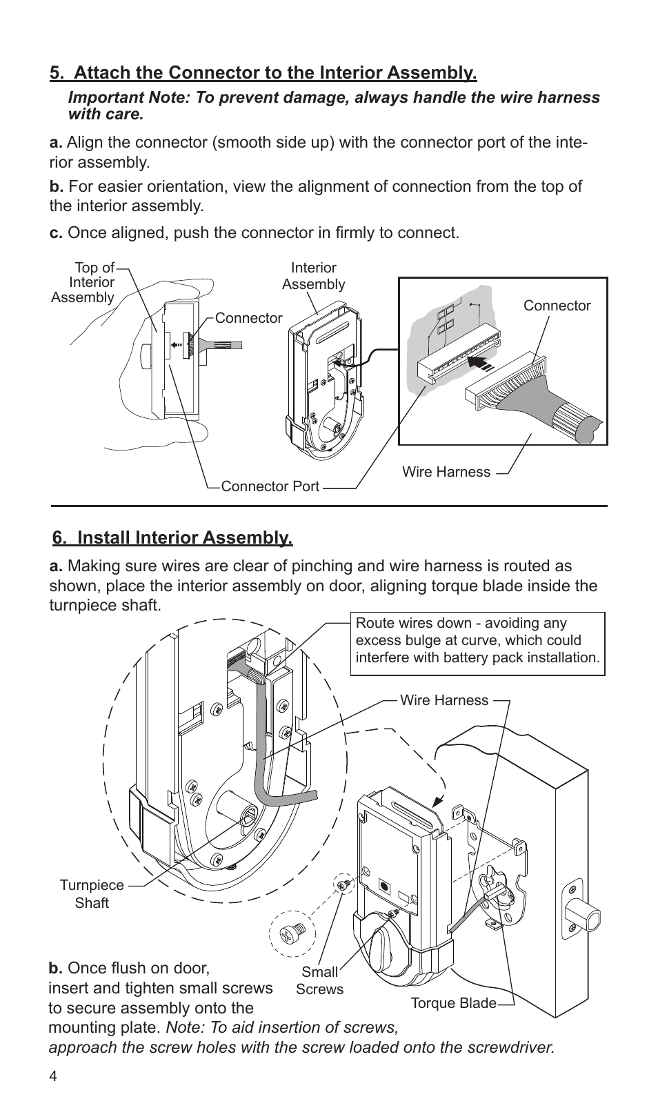 Attach the connector to the interior assembly, Install interior assembly | Factory Direct Hardware Kwikset 907-S User Manual | Page 4 / 24