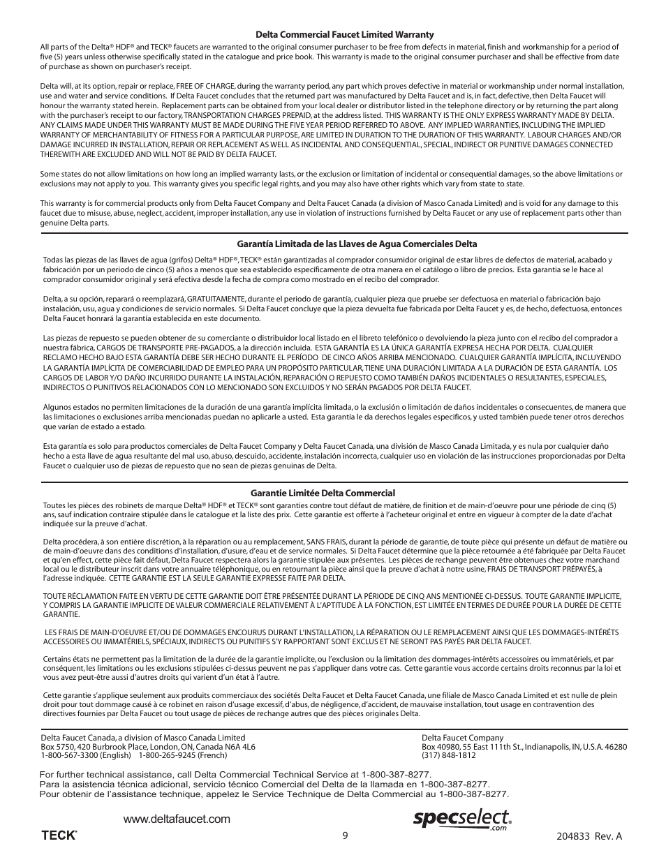 Factory Direct Hardware Delta 590TP1150 User Manual | Page 9 / 10