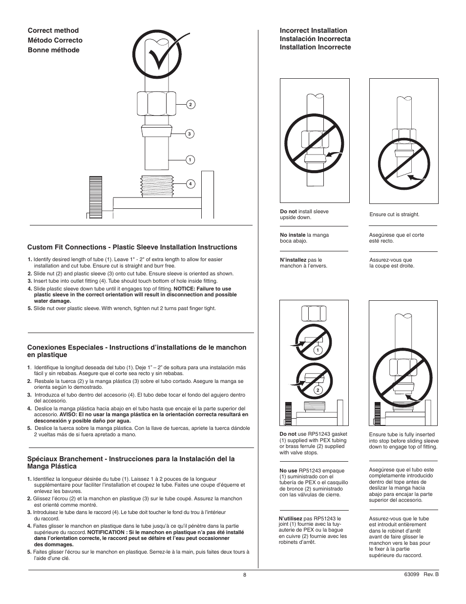 Correct method método correcto bonne méthode | Factory Direct Hardware Brizo 63903LF Talo User Manual | Page 8 / 12