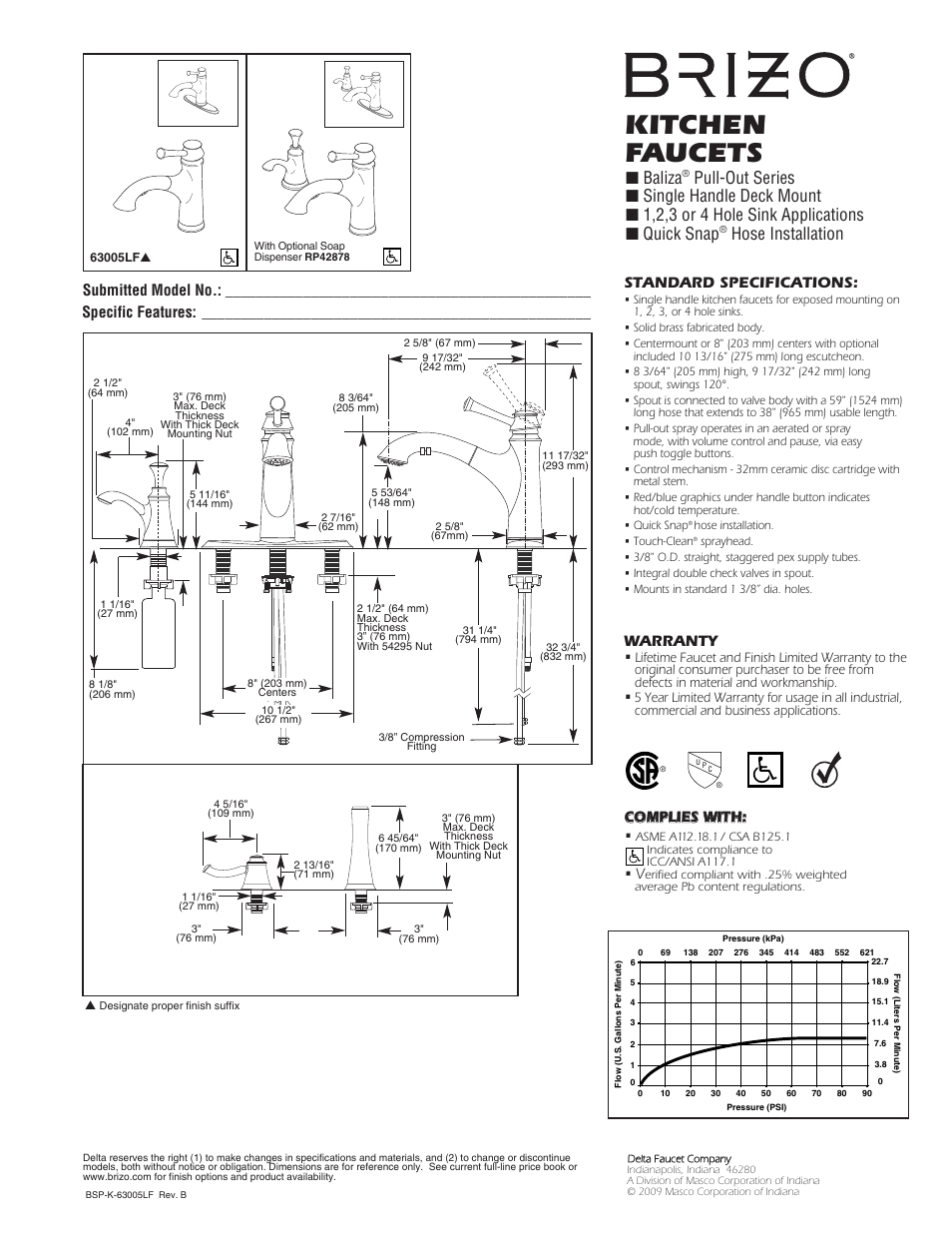 Factory Direct Hardware Brizo 63005LF Baliza User Manual | 1 page