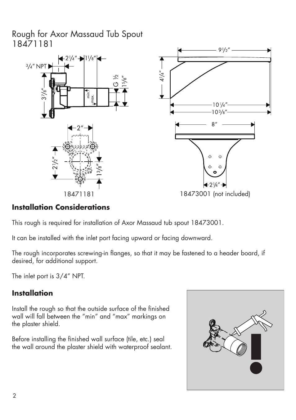 Factory Direct Hardware Hansgrohe 18473001 Axor Massaud User Manual | Page 2 / 4