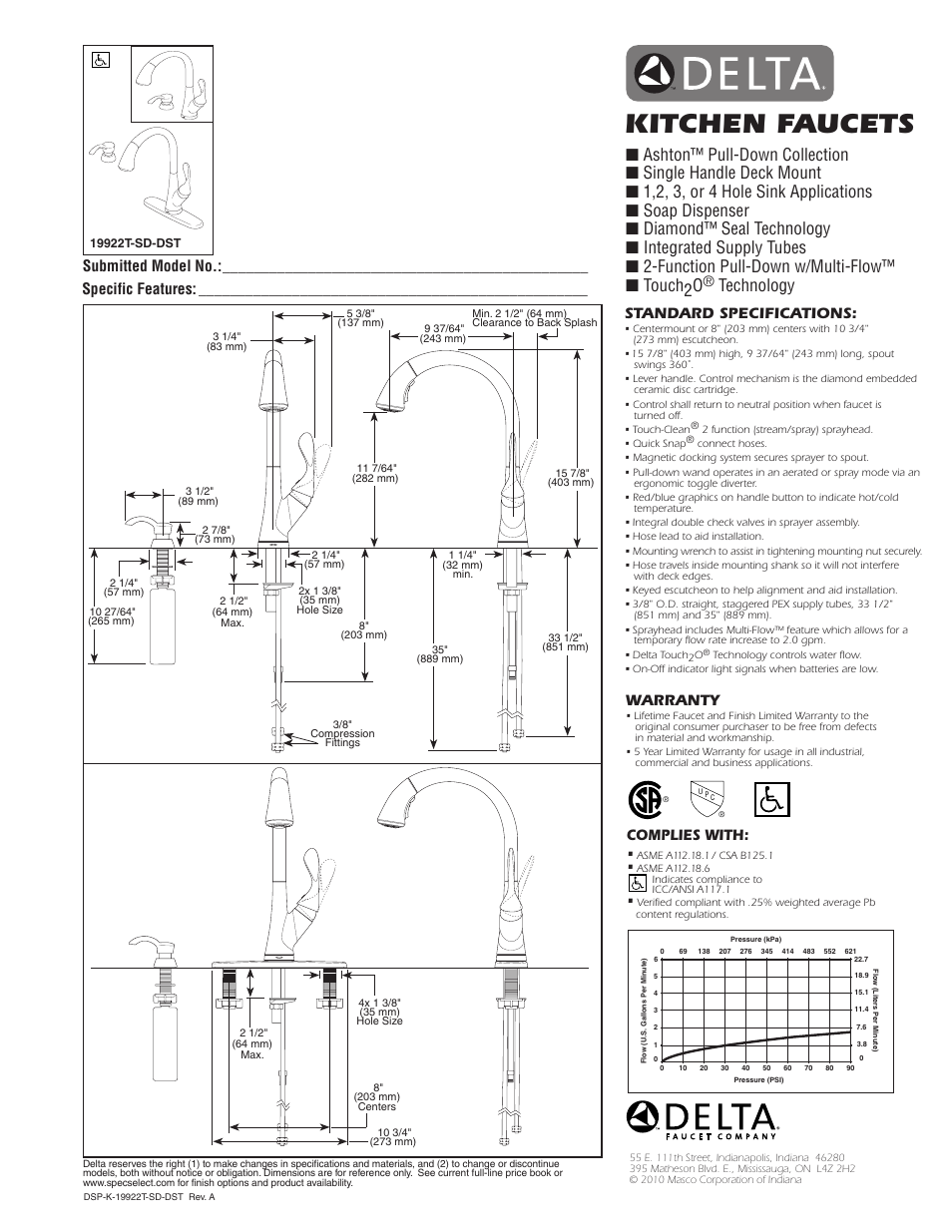 Factory Direct Hardware Delta 19922T-SSSD-DST Ashton User Manual | 1 page